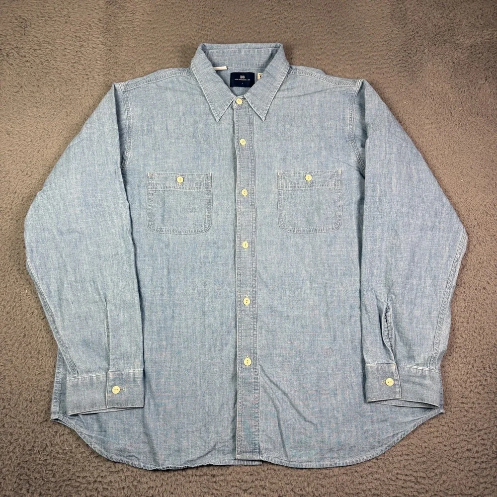 Levi's Blue Tab Work Shirt Mens Large Japanese Chambray Cat Eye Buttons